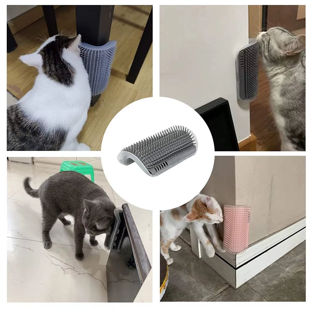 4X Cat Self Groomer Brush - Wall Corner Massage & Scratching Comb for Happy, Healthy Cats