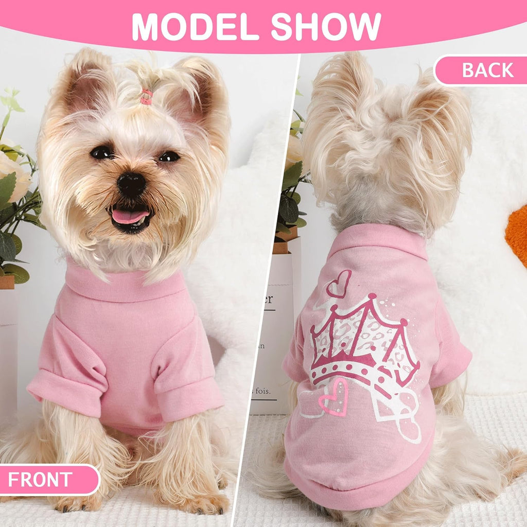 Adorable 4-Pack Dog Clothes for Small Dogs - Cute T-Shirts for Yorkies, Chihuahuas & Teacups - Perfect Summer & Fall Outfits for Your Little Princess