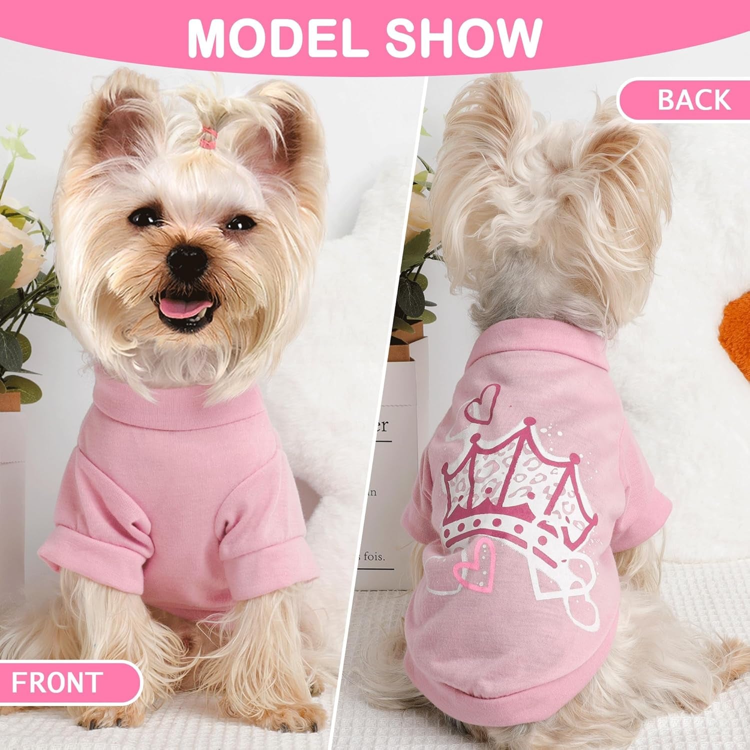 Adorable 4-Pack Dog Clothes for Small Dogs - Cute T-Shirts for Yorkies, Chihuahuas & Teacups - Perfect Summer & Fall Outfits for Your Little Princess