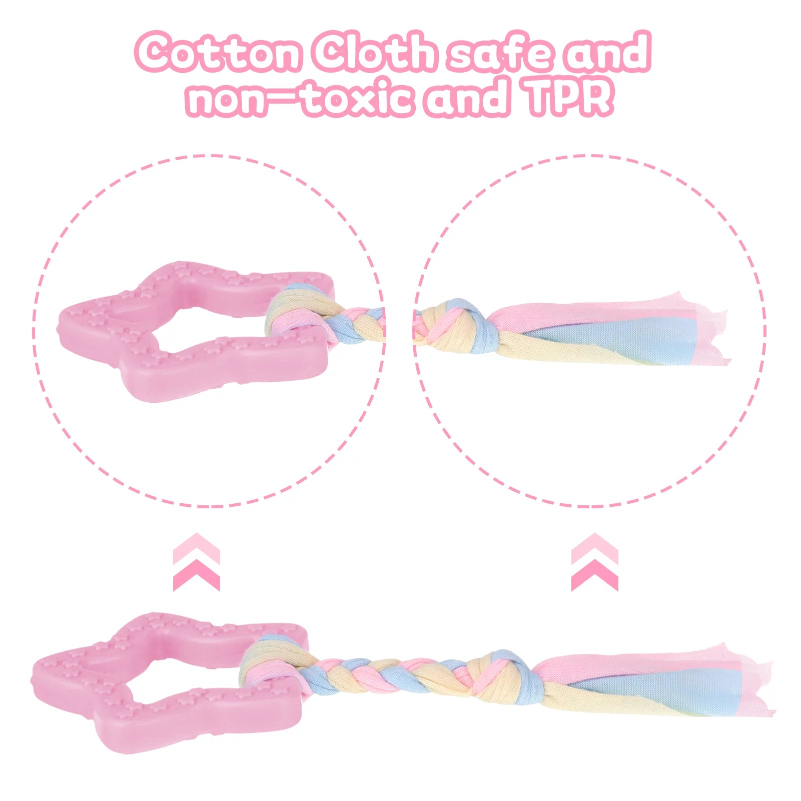 5-Pack Interactive Puppy Chew Toys - Pink Rubber & Plush Squeaky Teething Toys for Small Dogs, Perfect for Dental Care and Playtime!