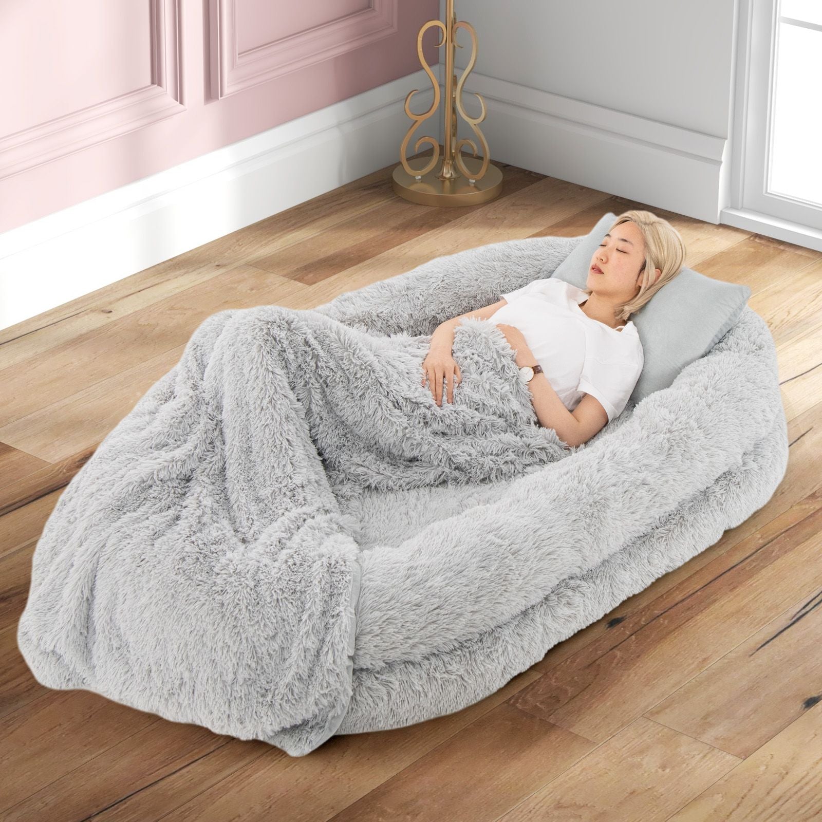 Cozy Human Dog Bed Set with Plush Blanket and Luxurious Pillow