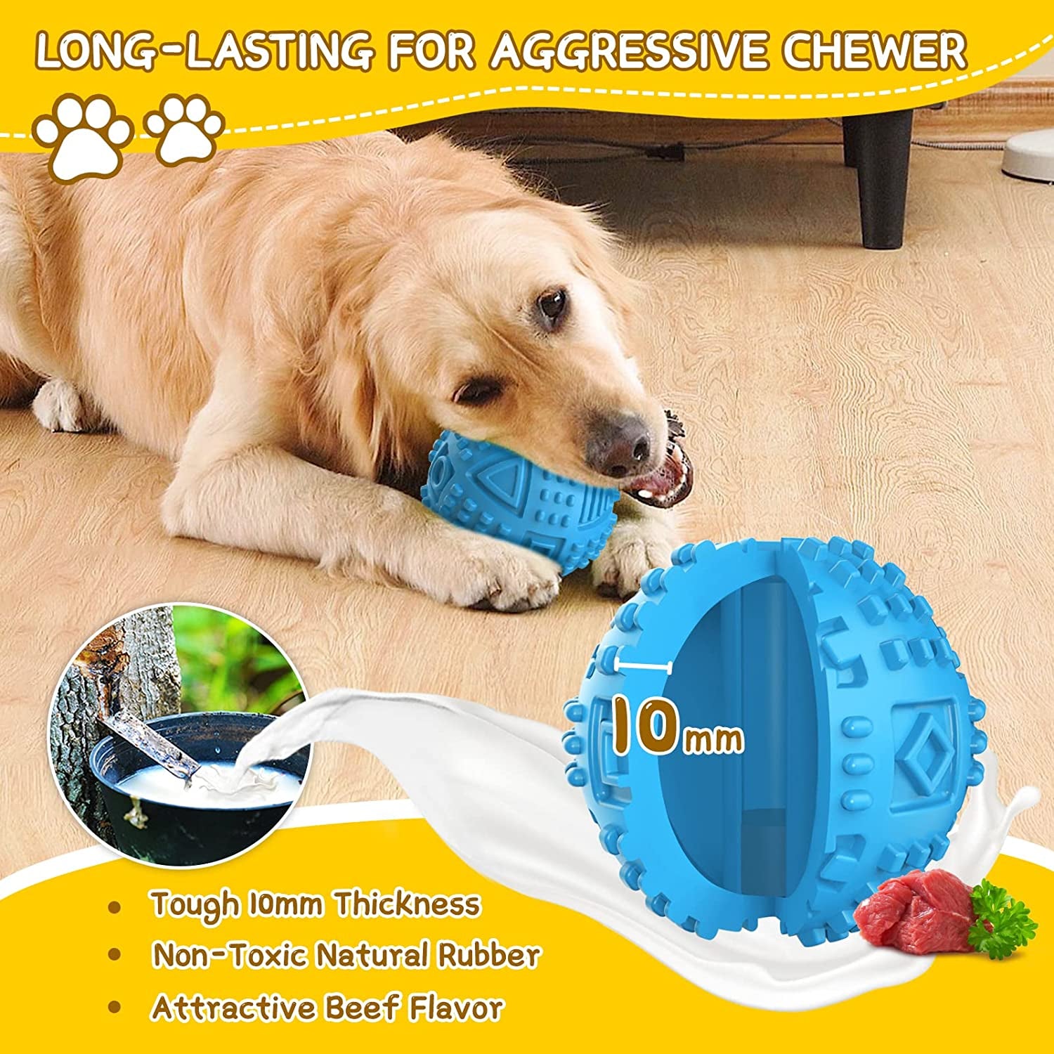 Indestructible Treat Dispensing Dog Balls for Aggressive Chewers - Squeaky Puzzle Toys for Large Breeds