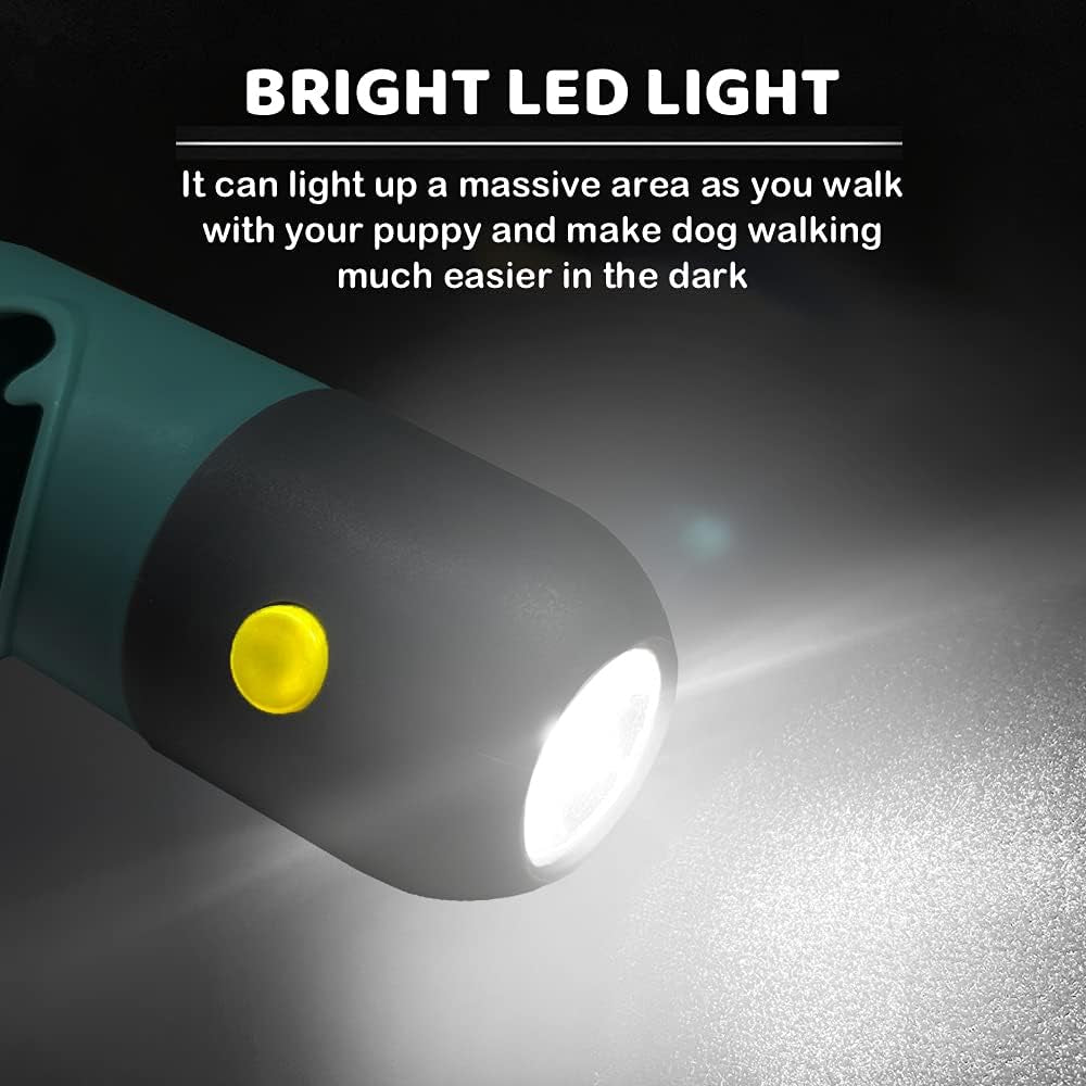 Crystal Blue LED Dog Poop Bag Dispenser with Metal Clip - Light Up Your Walks!