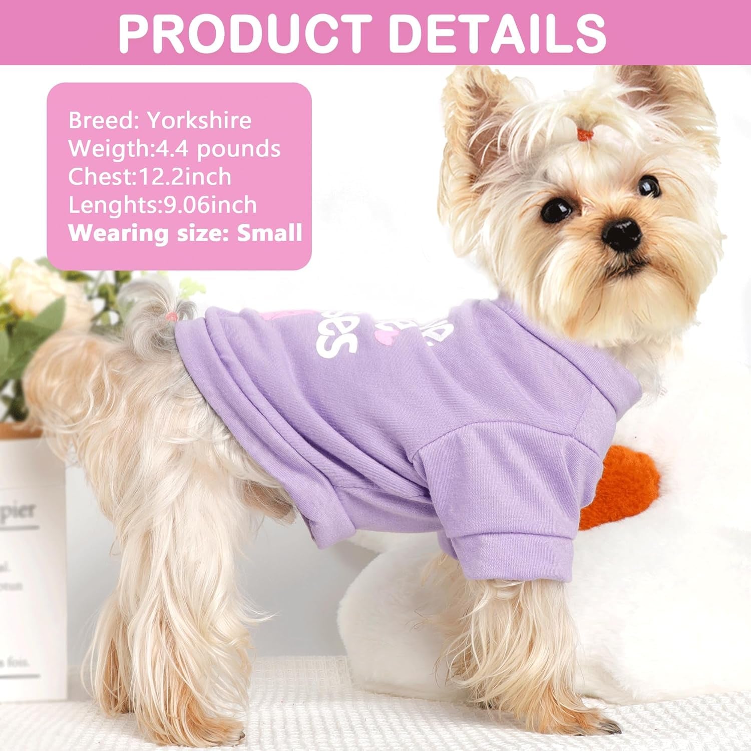 Adorable 4-Pack Dog Clothes for Small Dogs - Cute T-Shirts for Yorkies, Chihuahuas & Teacups - Perfect Summer & Fall Outfits for Your Little Princess