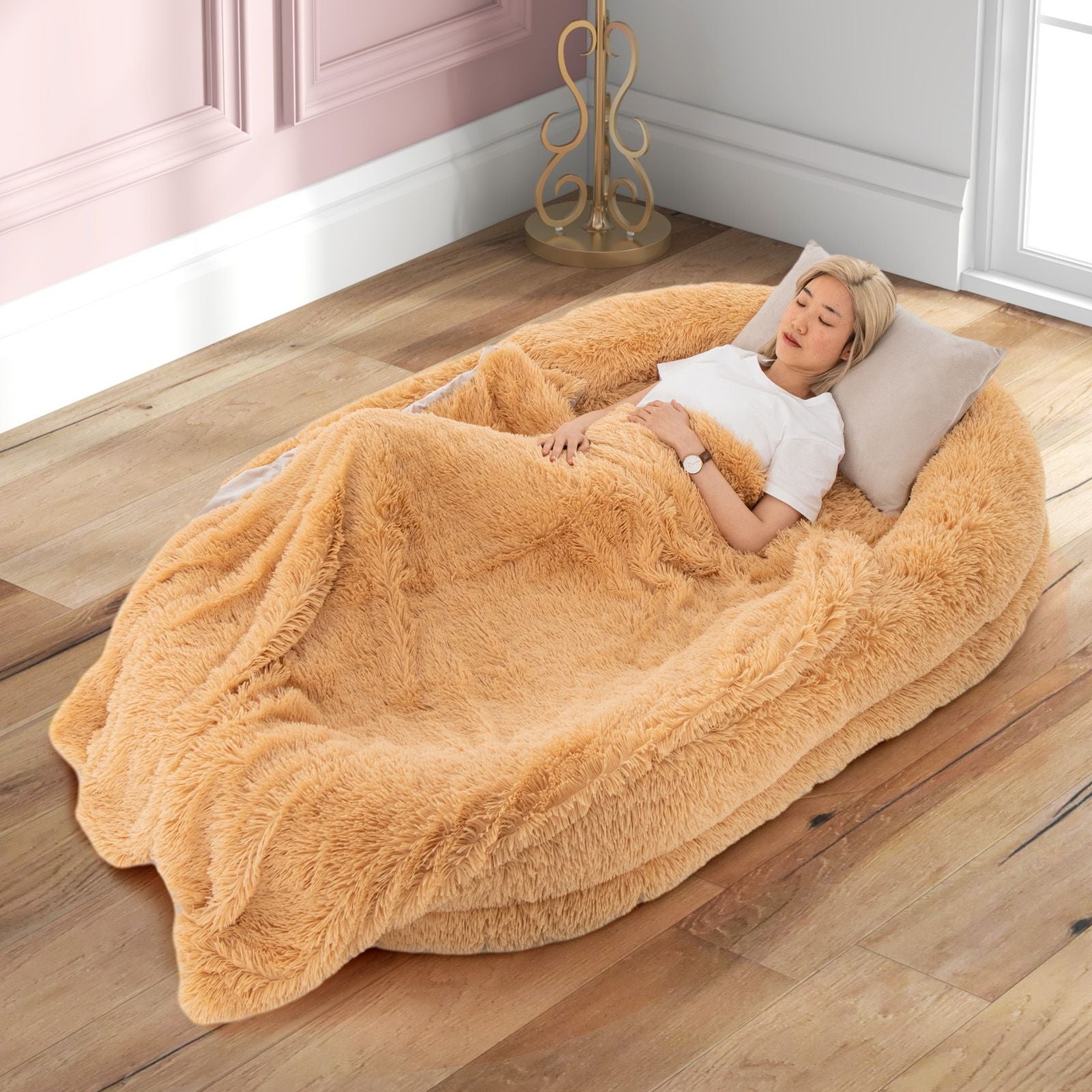 Cozy Human Dog Bed Set with Plush Blanket and Luxurious Pillow