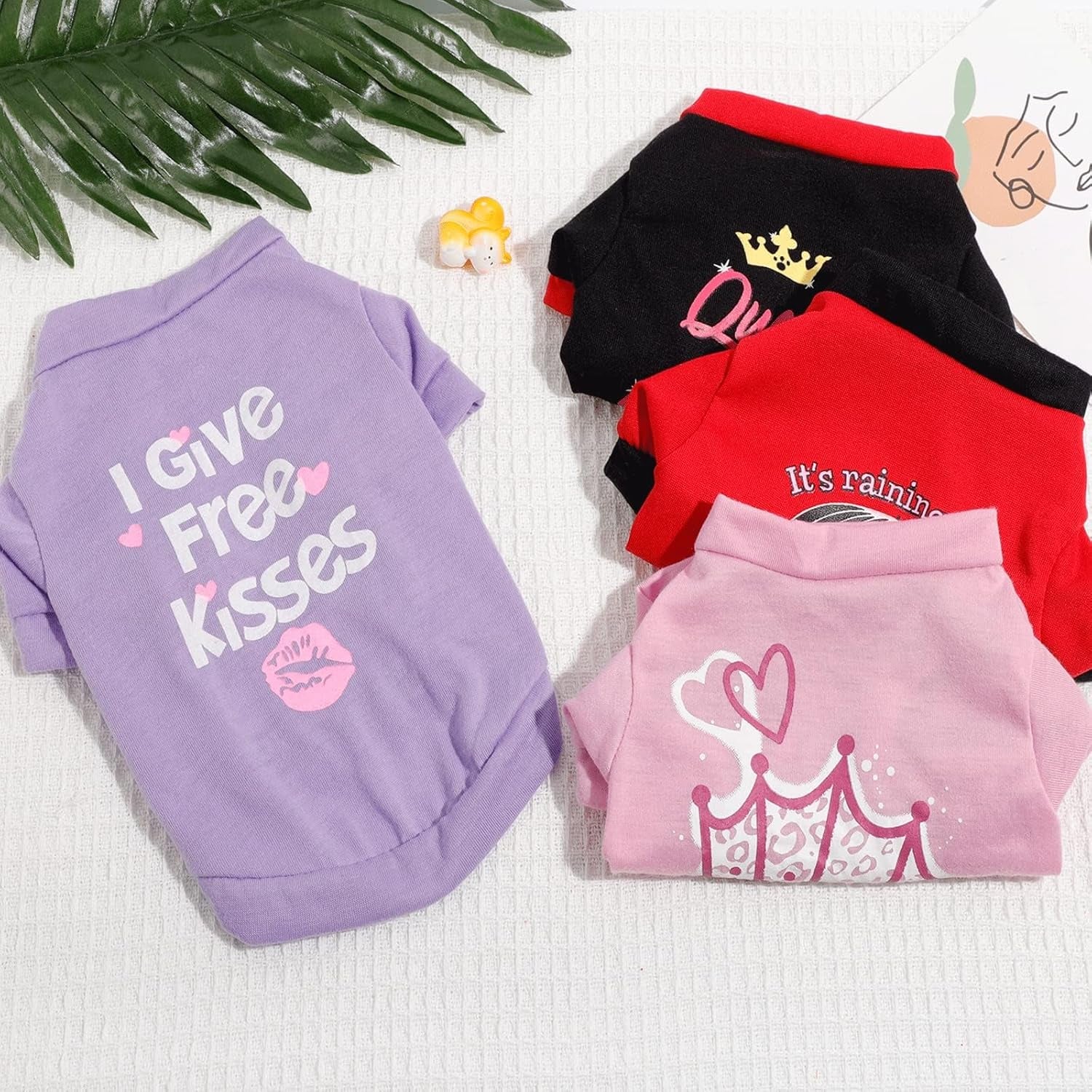 Adorable 4-Pack Dog Clothes for Small Dogs - Cute T-Shirts for Yorkies, Chihuahuas & Teacups - Perfect Summer & Fall Outfits for Your Little Princess