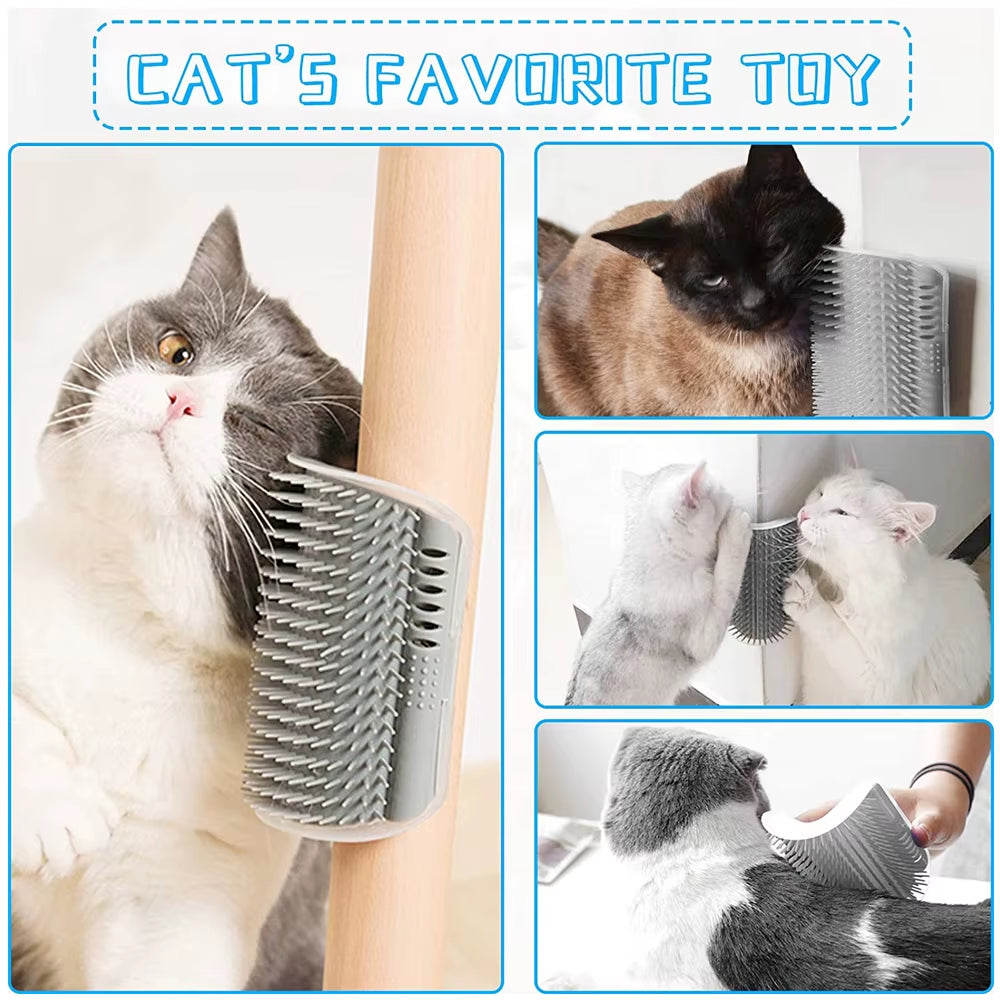 4X Cat Self Groomer Brush - Wall Corner Massage & Scratching Comb for Happy, Healthy Cats