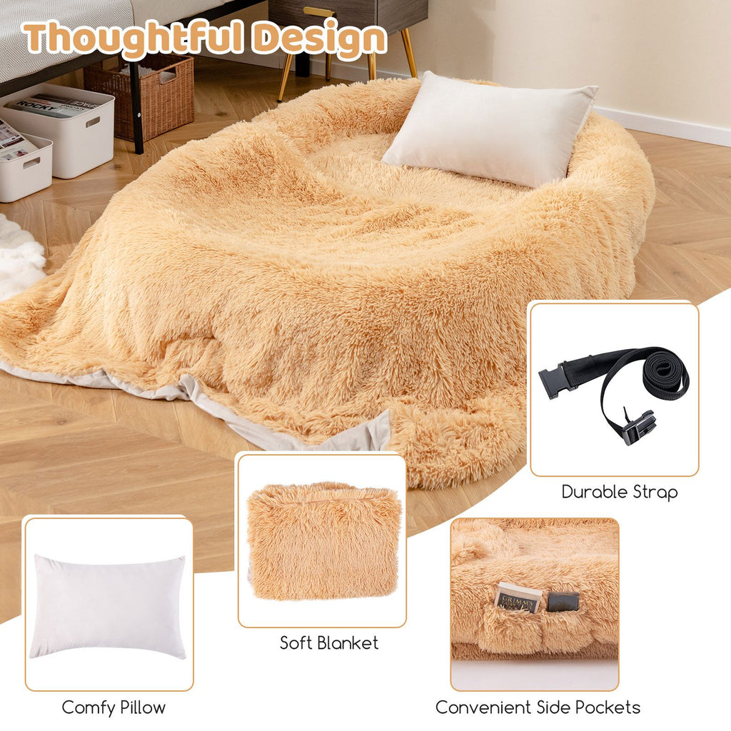 Cozy Human Dog Bed Set with Plush Blanket and Luxurious Pillow