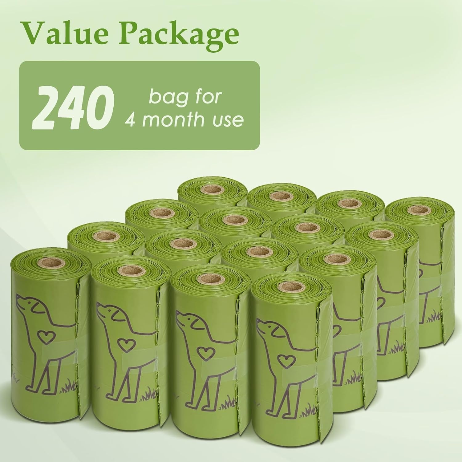 240 Count Lavender Scented Leakproof Dog Poop Bags - Strong & Sturdy 13” x 9” Waste Bags for Pets