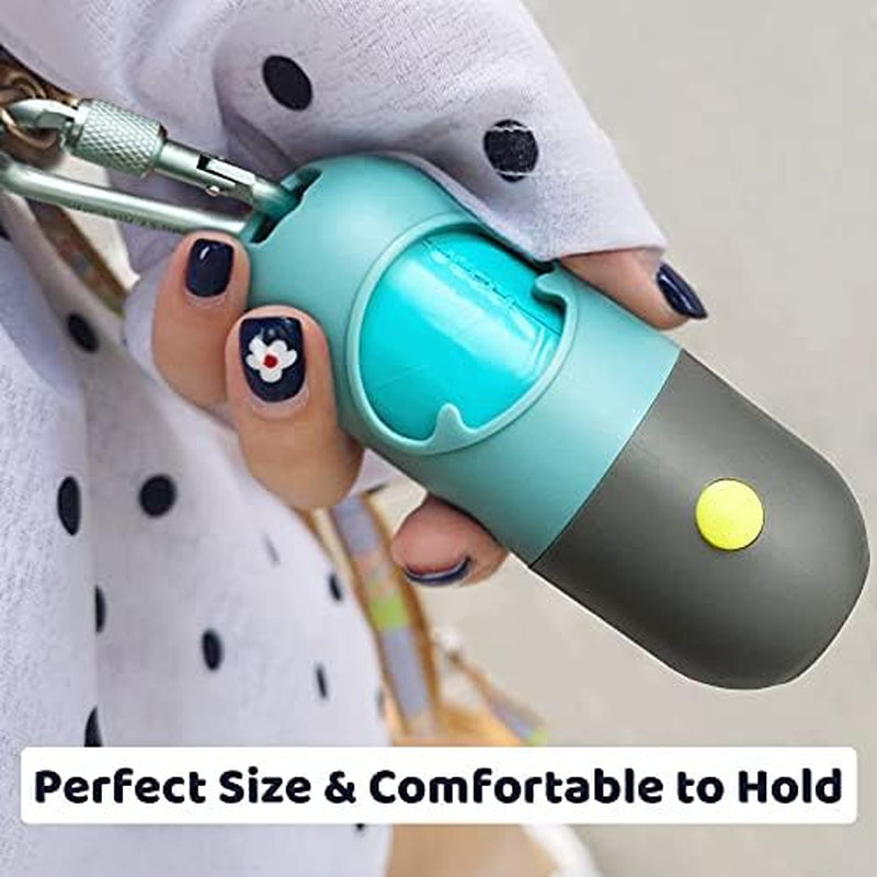 Crystal Blue LED Dog Poop Bag Dispenser with Metal Clip - Light Up Your Walks!