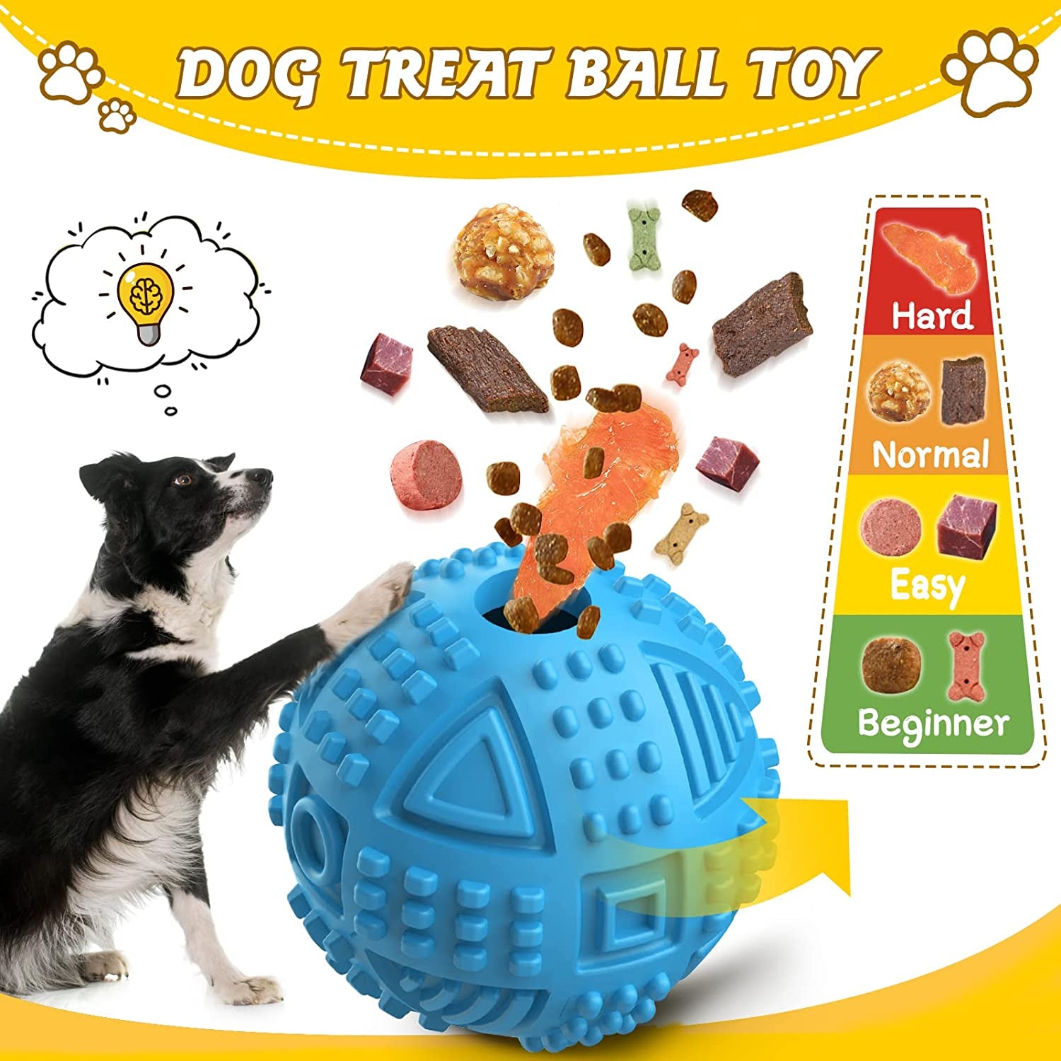 Indestructible Treat Dispensing Dog Balls for Aggressive Chewers - Squeaky Puzzle Toys for Large Breeds
