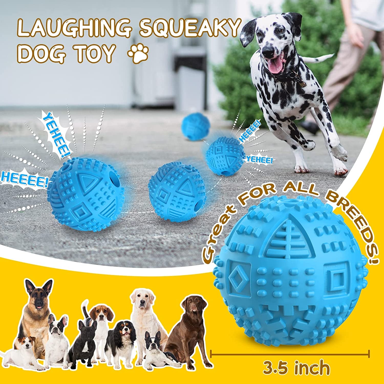 Indestructible Treat Dispensing Dog Balls for Aggressive Chewers - Squeaky Puzzle Toys for Large Breeds