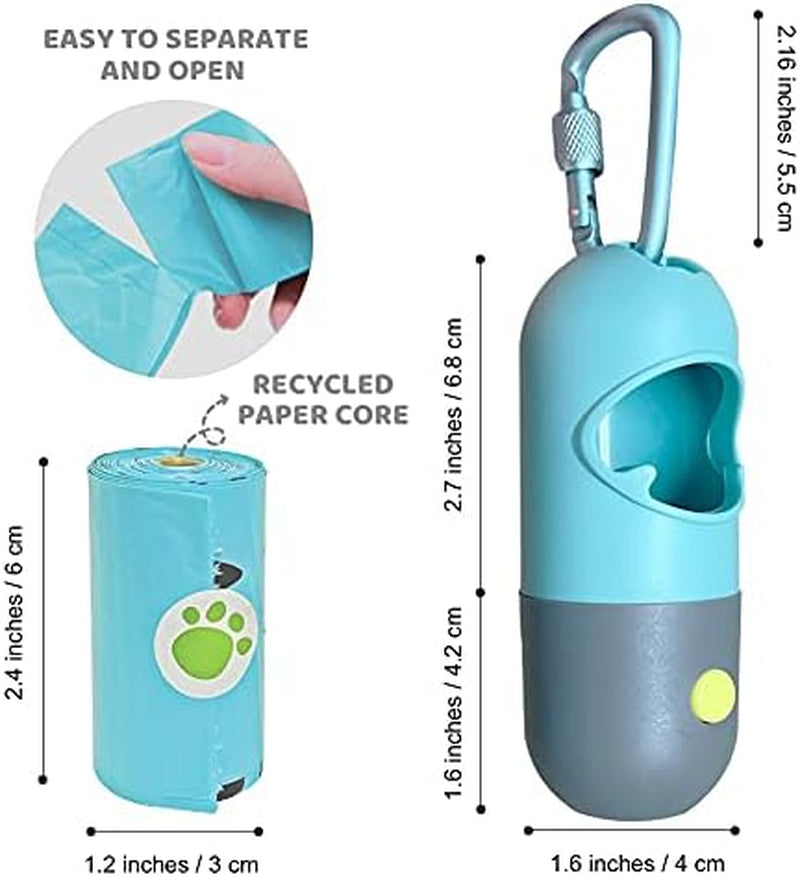 Crystal Blue LED Dog Poop Bag Dispenser with Metal Clip - Light Up Your Walks!