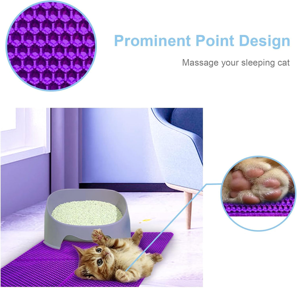 Premium Cat Litter Trapping Mat - 30”x22” Waterproof & Easy Clean Double Layer Design, Perfect for Scatter Control and Litter Box Protection