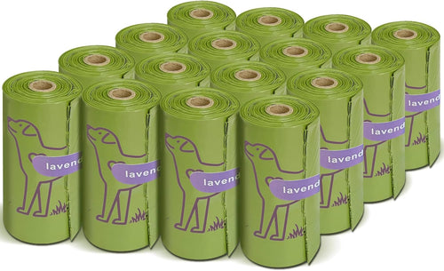 240 Count Lavender Scented Leakproof Dog Poop Bags - Strong & Sturdy 13” x 9” Waste Bags for Pets