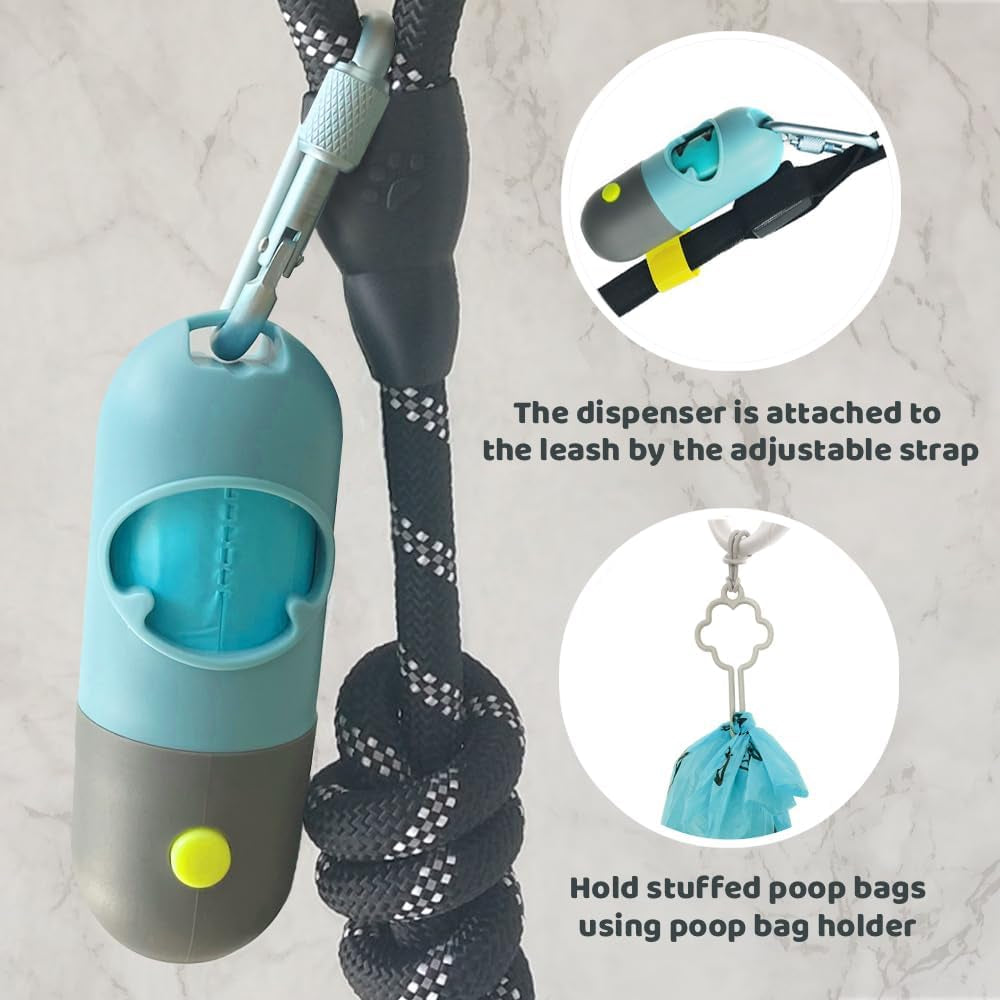 Crystal Blue LED Dog Poop Bag Dispenser with Metal Clip - Light Up Your Walks!