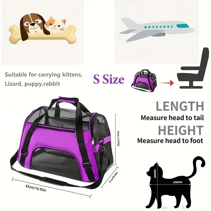 Cat Bags Portable Dog Carrier Bag – Breathable Mesh Pet Travel Carrier for Small Dogs & Cats, Foldable Handbag Transport Bag