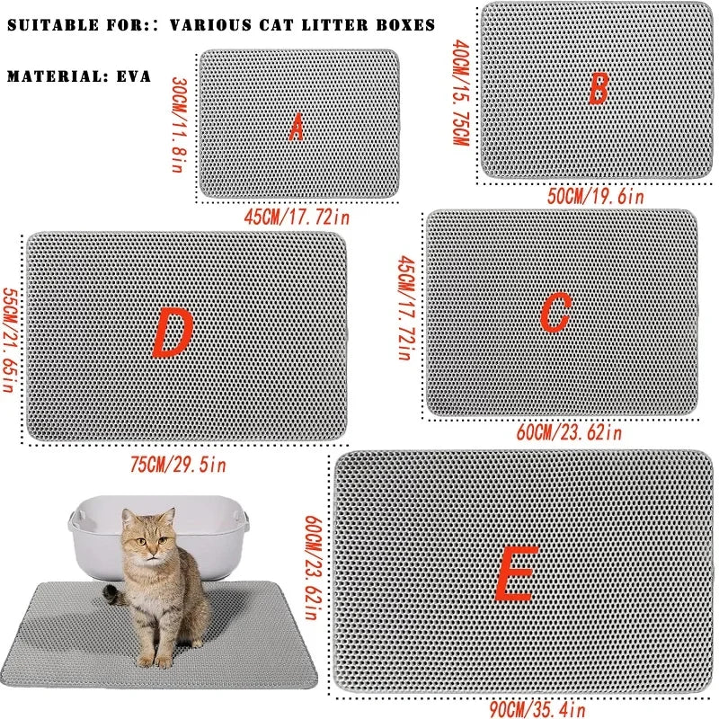 Cat Litter Mat Double Layer Pet Non Slip Big Pet Litter Box Filter MatWear Resistant Waterproof Anti-slip Cat Litter Mat