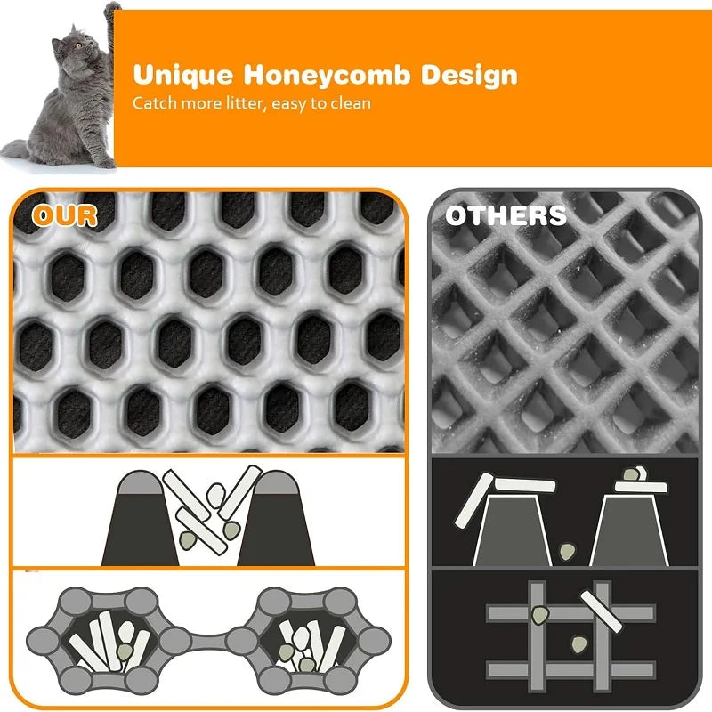 Cat Litter Mat Double Layer Pet Non Slip Big Pet Litter Box Filter MatWear Resistant Waterproof Anti-slip Cat Litter Mat
