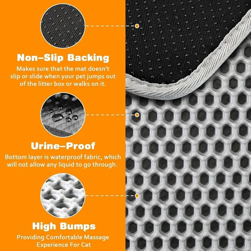 Cat Litter Mat Double Layer Pet Non Slip Big Pet Litter Box Filter MatWear Resistant Waterproof Anti-slip Cat Litter Mat