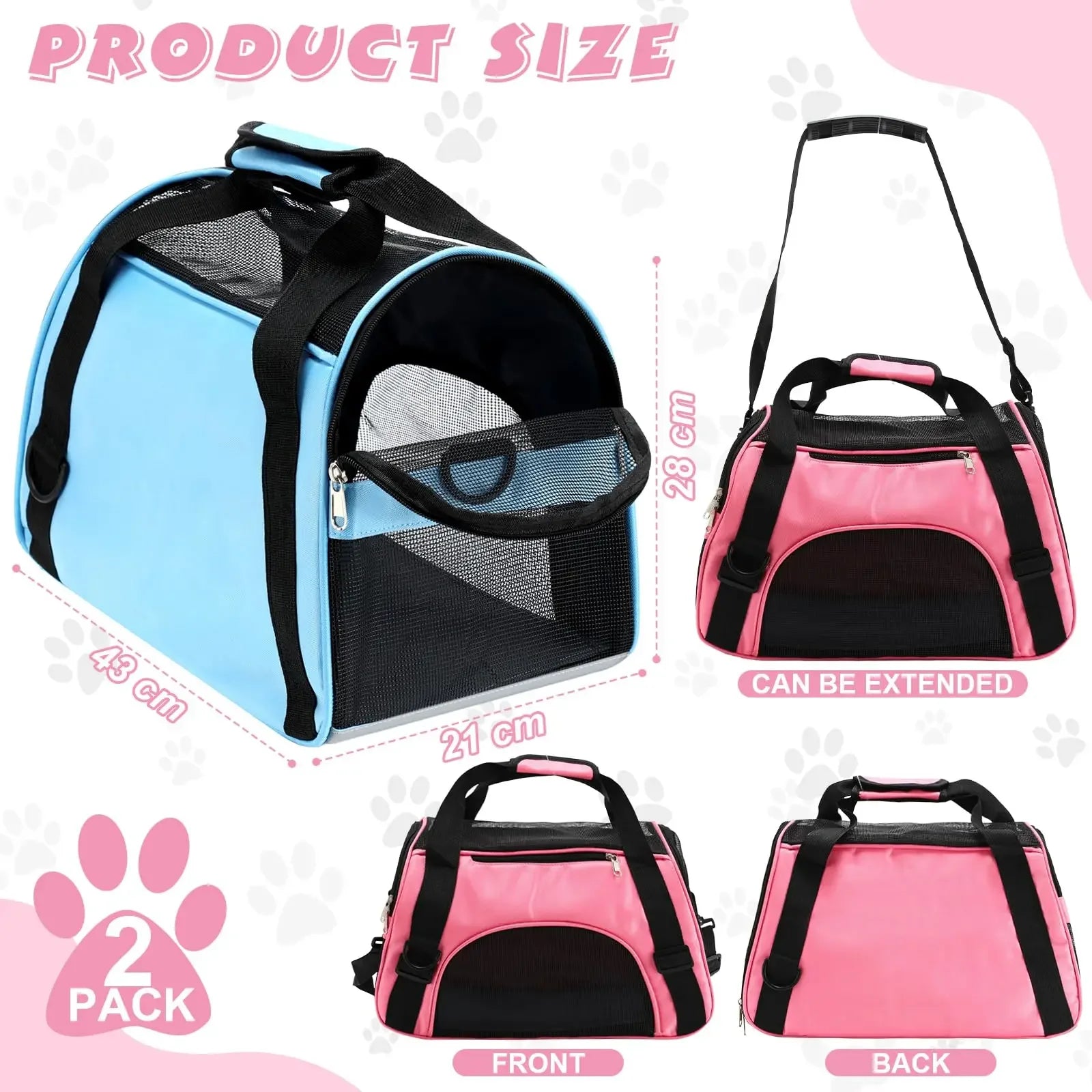 Cat Bags Portable Dog Carrier Bag – Breathable Mesh Pet Travel Carrier for Small Dogs & Cats, Foldable Handbag Transport Bag