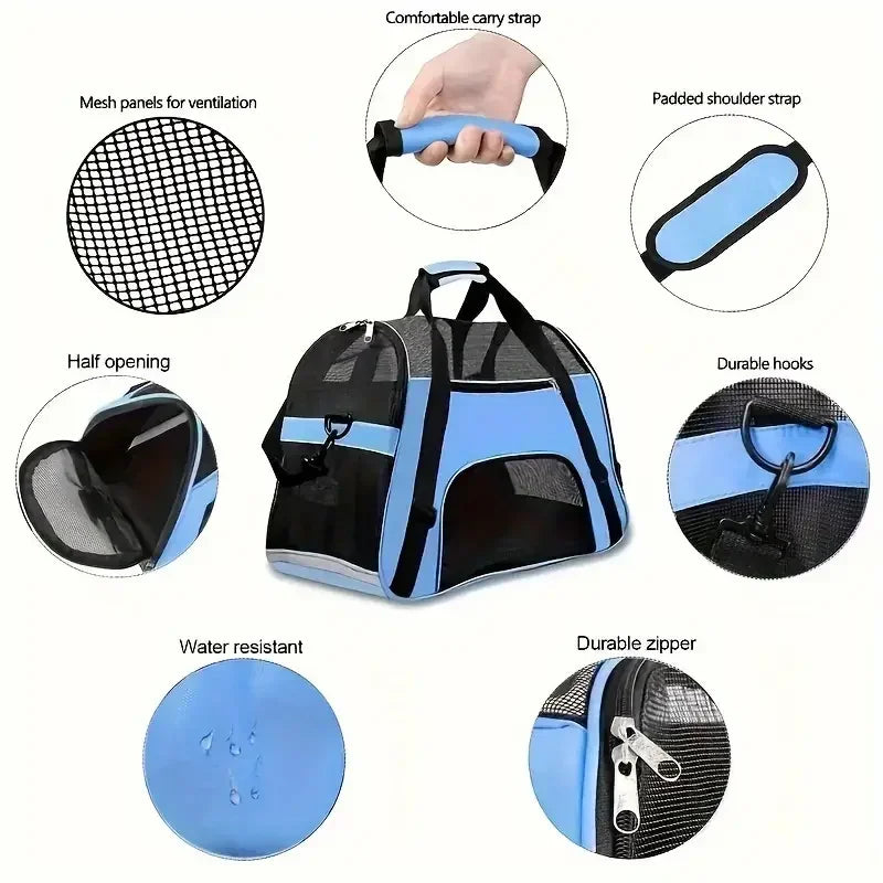Cat Bags Portable Dog Carrier Bag – Breathable Mesh Pet Travel Carrier for Small Dogs & Cats, Foldable Handbag Transport Bag