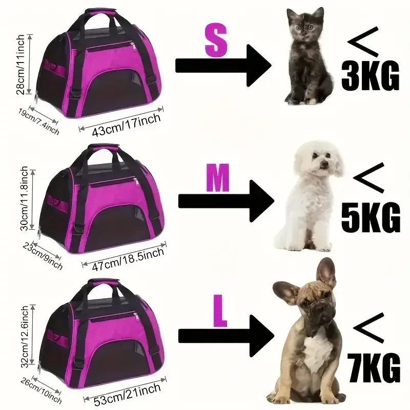 Cat Bags Portable Dog Carrier Bag – Breathable Mesh Pet Travel Carrier for Small Dogs & Cats, Foldable Handbag Transport Bag