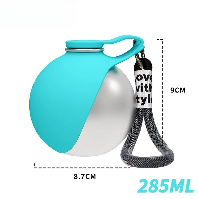 285ML Leak-Proof Feeder Dogs Bottle,Portable Dog Drinker 2-in-1 Stainless Steel Silicon Lightweight Travel Pet Supplies