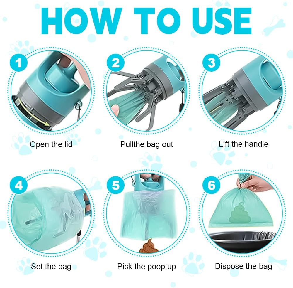 Ultimate Portable Dog Pooper Scooper - No Touch, Leak-Proof Design with Bags Included for Effortless Cleanup! Ideal for All Dog Sizes!