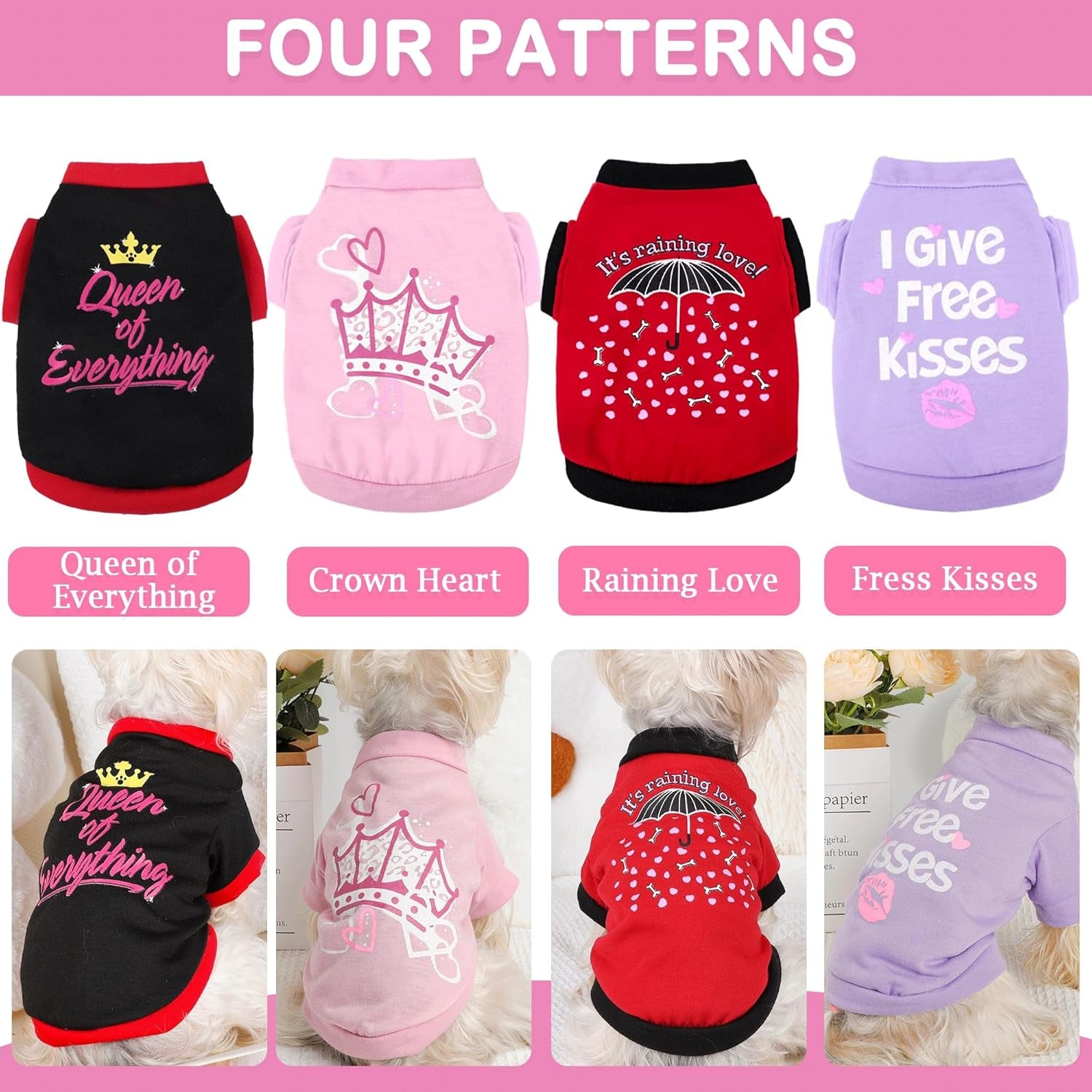 Adorable 4-Pack Dog Clothes for Small Dogs - Cute T-Shirts for Yorkies, Chihuahuas & Teacups - Perfect Summer & Fall Outfits for Your Little Princess
