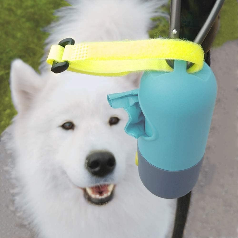 Crystal Blue LED Dog Poop Bag Dispenser with Metal Clip - Light Up Your Walks!