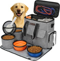 Ultimate Dog Travel Bag - Airline Approved Pet Tote with Multi-Function Pockets, Food Containers, Collapsible Bowls & Feeding Mat (Grey)