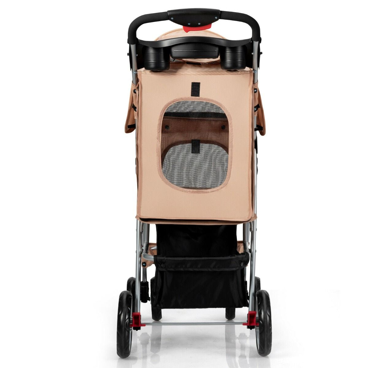 Deluxe 4-Wheel Folding Pet Stroller with Storage Basket & Adjustable Canopy for Ultimate Comfort