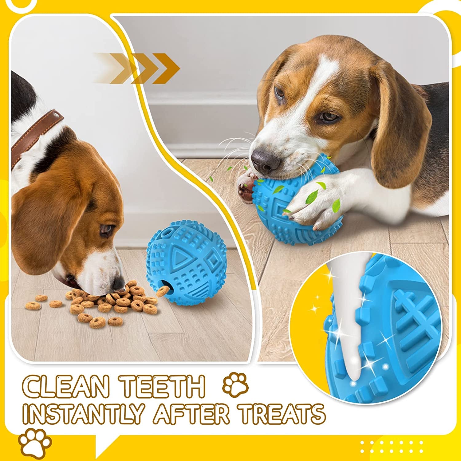 Indestructible Treat Dispensing Dog Balls for Aggressive Chewers - Squeaky Puzzle Toys for Large Breeds