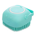 Silicone Rubber Dog & Cat Bath Brush - Soft Grooming Comb with Shampoo Dispenser (Blue)
