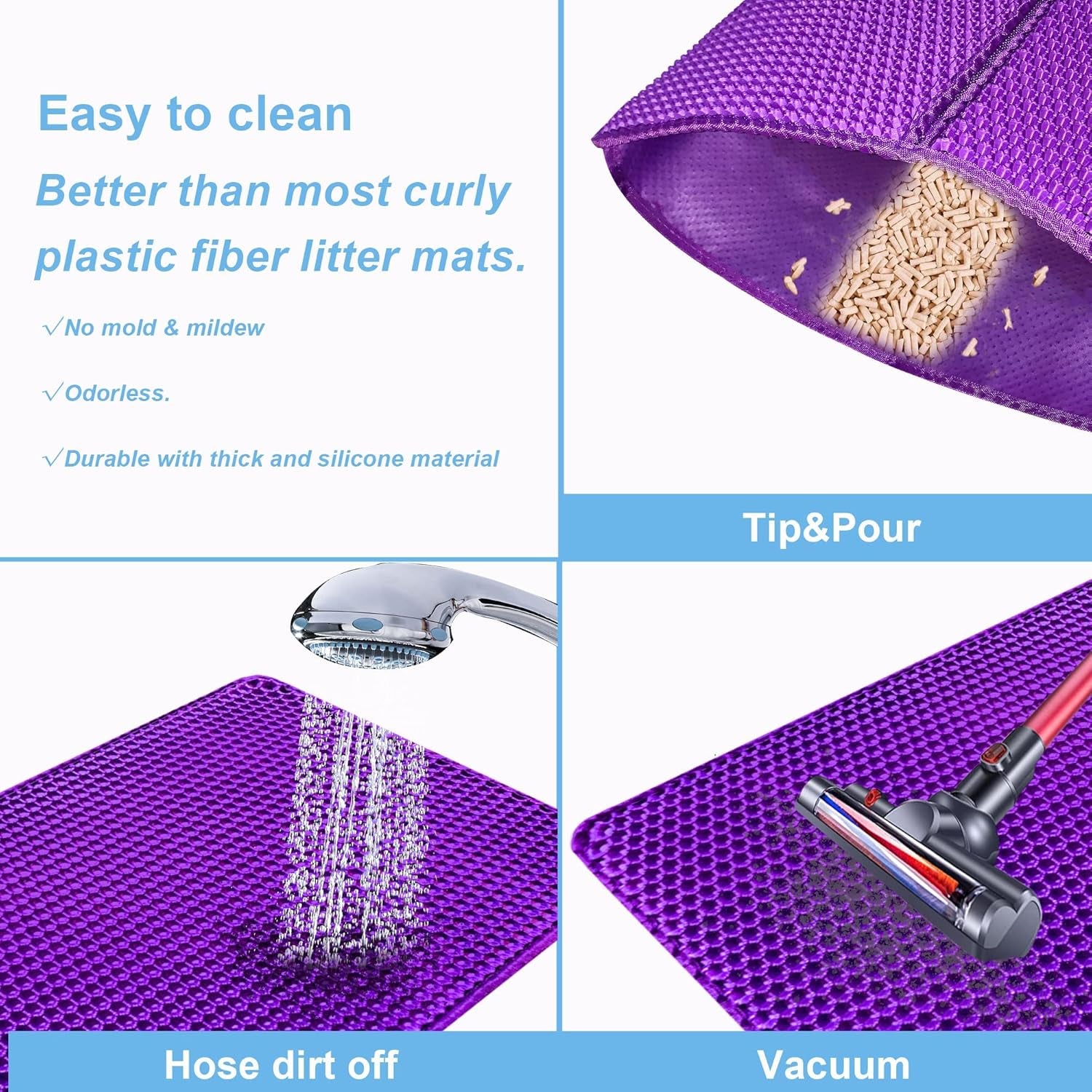 Premium Cat Litter Trapping Mat - 30”x22” Waterproof & Easy Clean Double Layer Design, Perfect for Scatter Control and Litter Box Protection