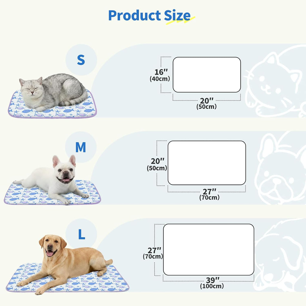 Premium Purple Fish Pet Cooling Mat - Q-Max > 0.345 Ice Silk for Cats & Dogs | Lightweight, Washable, and Perfect for Summer Comfort