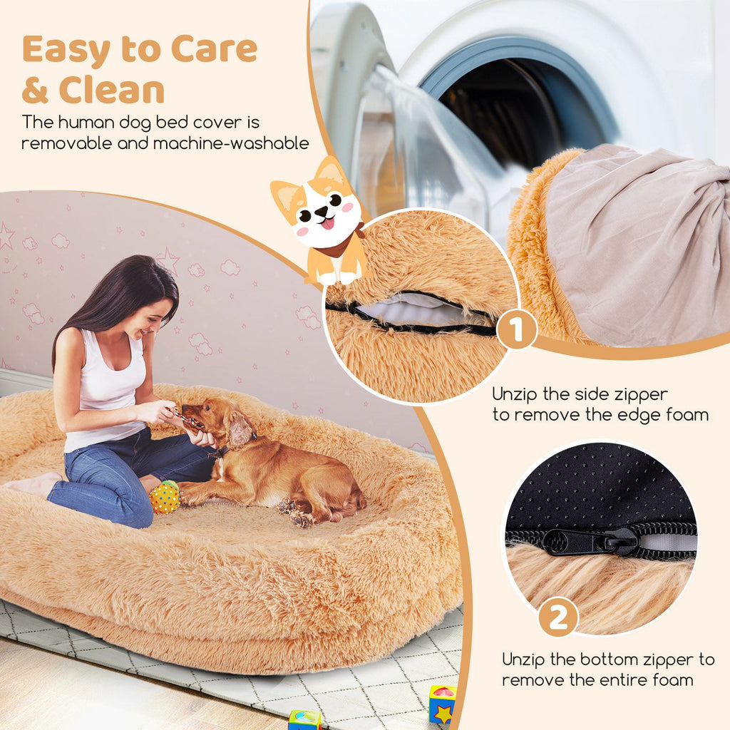 Cozy Human Dog Bed Set with Plush Blanket and Luxurious Pillow