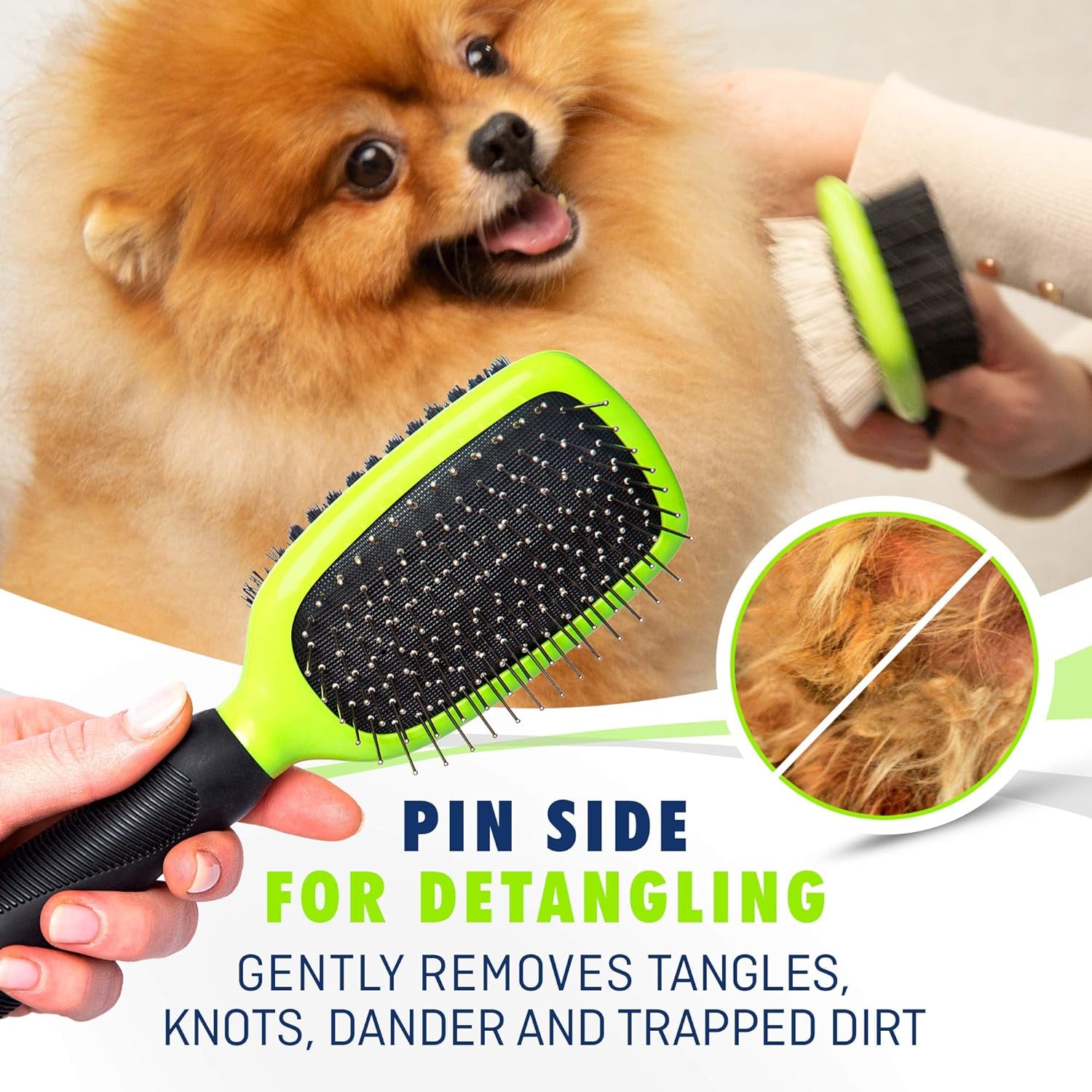 Ultimate Pet Grooming Set for Dogs & Cats - Double-Sided Brush & Comb - Effective Deshedding, Lice & Flea Removal - Comfortable Grip & Soft Bristles