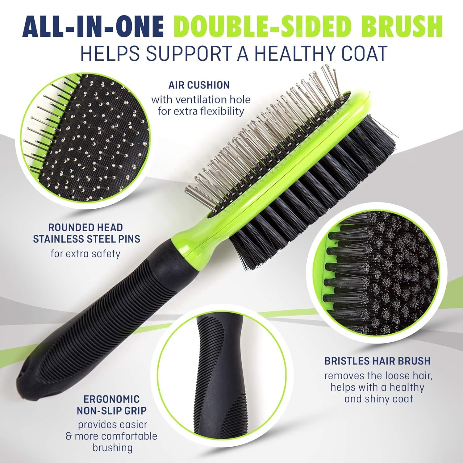 Ultimate Pet Grooming Set for Dogs & Cats - Double-Sided Brush & Comb - Effective Deshedding, Lice & Flea Removal - Comfortable Grip & Soft Bristles
