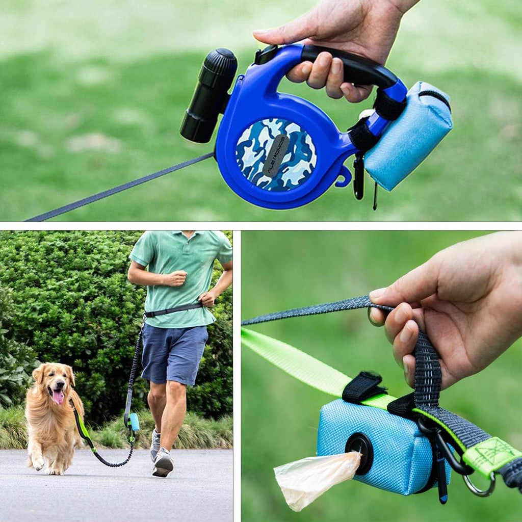 Dog Poop Bag Dispenser - 2 Pack Leash Attachment with Free Waste Bags & D-Ring, Lightweight & Soft for Walking, Running, Hiking (Black)